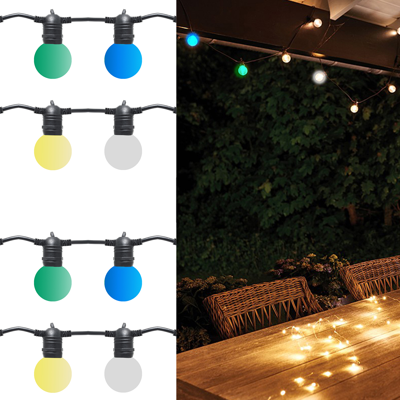 Chain wire led lights decorative outdoor 10m ip65 10 light bulbs E27 garden